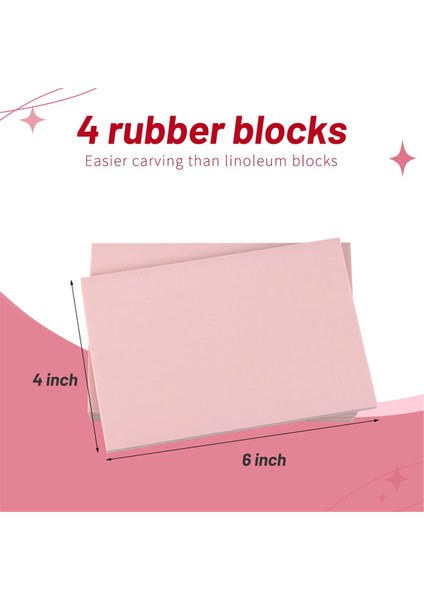 4 Adet Kauçuk Blok Damga Oyma Blok Damga Baskıresim, Baskı ve Damga Yumuşak Kauçuk El Sanatları Için Kesici Aletler ile (Yurt Dışından) fiyatları