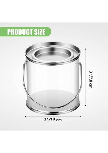 Boya Kovası Metal Kapaklı ve Saplı Şeffaf Kova Dekoratif Şeffaf Plastik Kova Saklama Şeffaf Boya Kutusu 16'lı Paket (Yurt Dışından) fırsatları