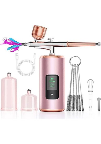 Kompresörlü Airbrush Kiti, LED Ekranlı Kablosuz Airbrush Seti, Model Için 36 Psı Yüksek Basınçlı Taşınabilir Airbrush (Yurt Dışından)