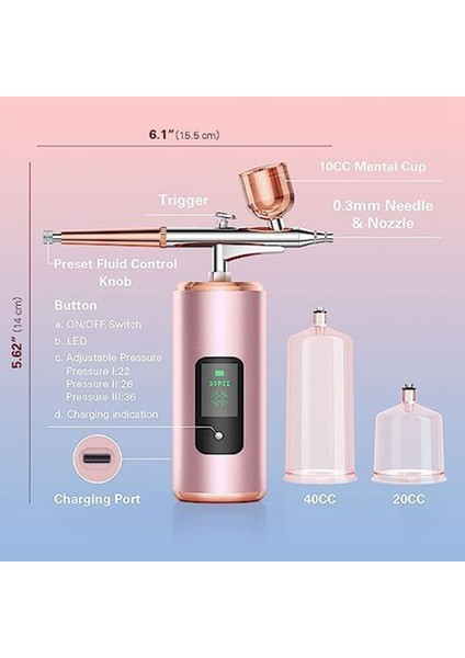 Kompresörlü Airbrush Kiti, LED Ekranlı Kablosuz Airbrush Seti, Model Için 36 Psı Yüksek Basınçlı Taşınabilir Airbrush (Yurt Dışından)
