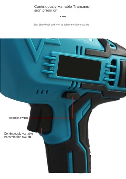 Akülü Elektrikli Tilki Kuyruğu Testere Değişken Hız Metal Ahşap Kesme Aleti Elektrikli Testere 18V Pil Için (Yurt Dışından)