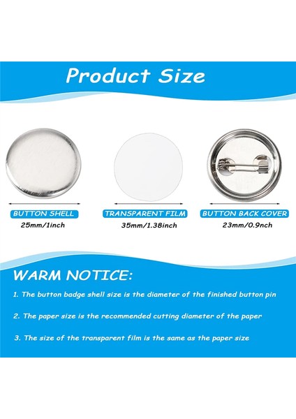 600 Adet Boş Düğme Yapma Malzemeleri 25MM/1 Inç Geri Düğme Pin Yapma Kiti Metal Rozet Parçaları Düğme Yapma Makinesi Için (Yurt Dışından)