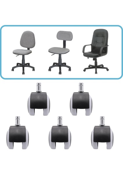50MM Ofis Koltuğu Makaralı Tekerlekler - 5'li Set - Siyah&beyaz (Yurt Dışından)