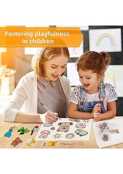 290 Yaprak - Isıyla Daralan Dink Kiti 30 A4 Shrink Sanat Kağıdı,40 Küpe KANCASI,120 Craft Anahtarlık (Yurt Dışından)
