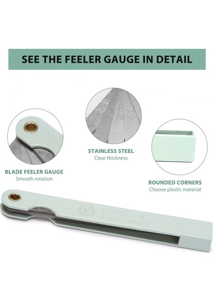 Sodıal(R) Gümüş Ton Metal Metrik Boşluk Kalınlığı Feeler Ölçer Bıçakları 0.02-1mm Aracı (Yurt Dışından)