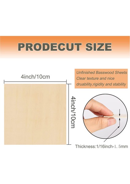 50 Paket 4 x 4 Inç Bitmemiş Balsawood Levhalar, 1/16 Inç Ince Ahşap Levhalar El Sanatları Için Ahşap Tahta Kontrplak (Yurt Dışından)