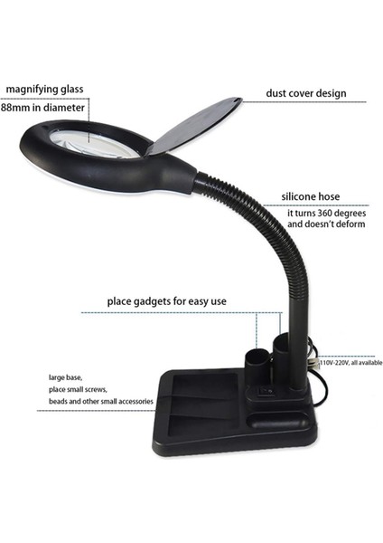 LED Büyüteç Lamba 5x 10X Işıklı Büyüteç Masa ve Masa Lambası Zemin Standı Okuma, Tamir Için Ayarlanabilir Büyüteç Büyüteç (Siyah) Abd Plug (Yurt Dışından) fırsatları