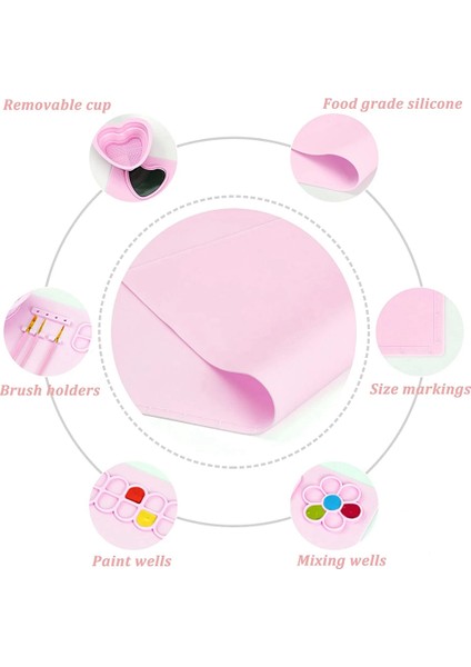 Boya Paleti, Manyetik Açılır Su Bardağı ile Kalın Silikon El Sanatları Mat, Yetişkinler ve Çocuklar Için Silikon Mat Pembe (Yurt Dışından) fırsatları