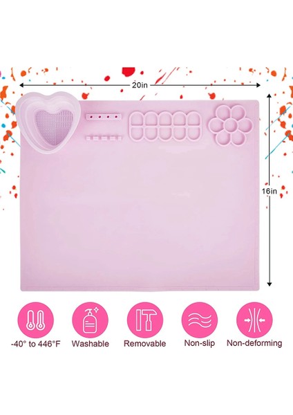 Boya Paleti, Manyetik Açılır Su Bardağı ile Kalın Silikon El Sanatları Mat, Yetişkinler ve Çocuklar Için Silikon Mat Pembe (Yurt Dışından) indirimleri