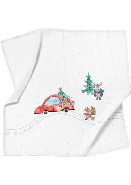 Rudolf's New Year %100 Pamuk 3'lü Müslin Örtü Seti - 70X70 cm fırsatları