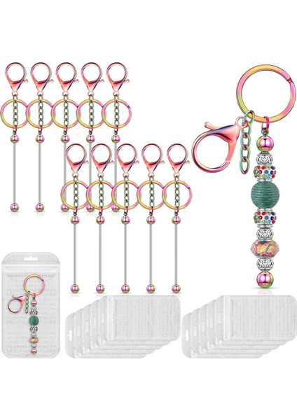 10 Adet Boncuklu Anahtarlık Çubukları Boncuk Boş Anahtarlık Metal Boncuklu Anahtarlık Açılıp Kapanabilir Kese Çanta ile Dıy (Renkli) (Yurt Dışından) fiyatları