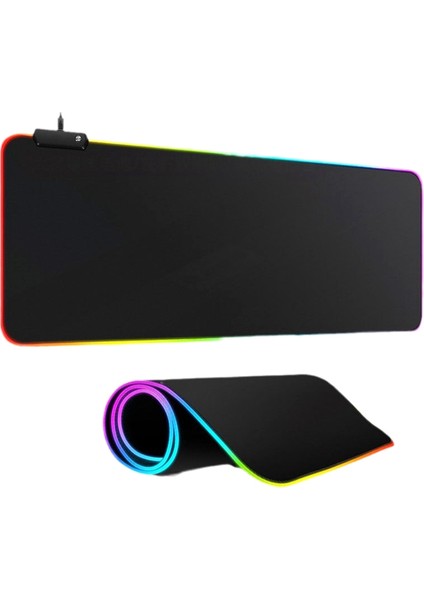 Oyun Mouse Pad'i, 31,5 x 11,8 Inç Rgb Fare Altlığı, Kauçuk Olmayan Tabanlı Bilgisayar Klavye Fare Altlığı Aydınlık Fare Altlığı (Yurt Dışından)