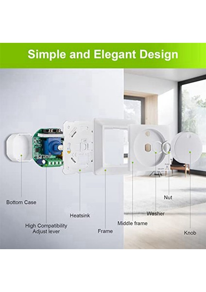 2x LED Dimmer Anahtarı, Kısılabilir LED ve Halojen Için Sıva Altı Dimmer, 5-300 W Dimmer Anahtarı Led, Faz Kontrollü Dimmer (Yurt Dışından)