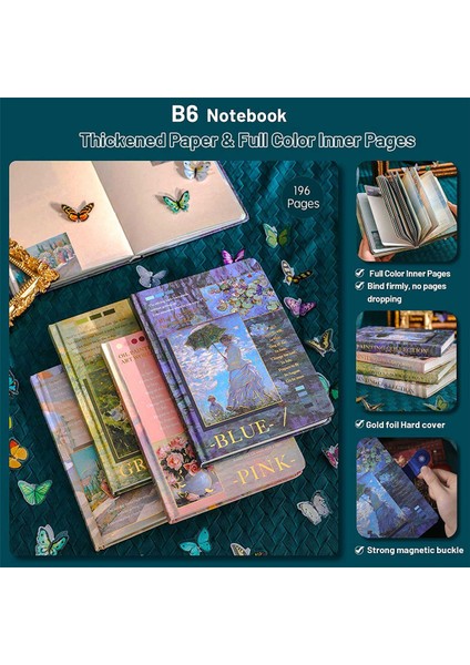 Estetik Karalama Defteri Günlük Kaydı Kiti, Vintage Yağlıboya B6 Dizüstü Scrapbooking Malzemeleri Sanat Çıkartmaları, C (Yurt Dışından) fiyatları