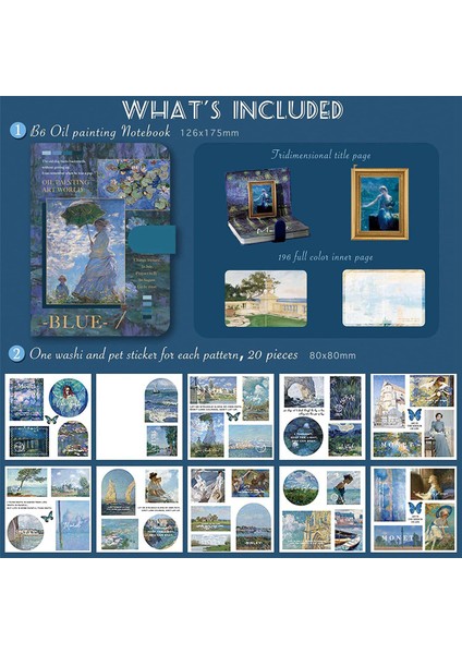 Estetik Karalama Defteri Günlük Kaydı Kiti, Vintage Yağlıboya B6 Dizüstü Scrapbooking Malzemeleri Sanat Çıkartmaları, C (Yurt Dışından) modelleri