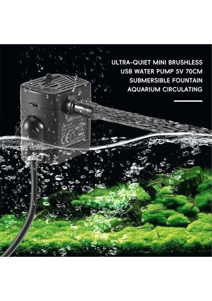 Ultra Sessiz Mini Fırçasız USB Su Pompası 5V 70CM Dalgıç Çeşme Akvaryum Sirkülasyonlu (Yurt Dışından)