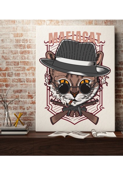 Gift Mafia Cat Tasarımlı Kanvas Tablo 70X100CM-1