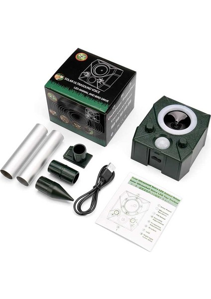 Kedi Kovucu Ultrasonik Kedi Caydırıcı Hayvan Kovucu Güneş Enerjili Kedi ve Tilki Kovucu Dış Mekan Su Geçirmez Uygulama (Yurt Dışından)