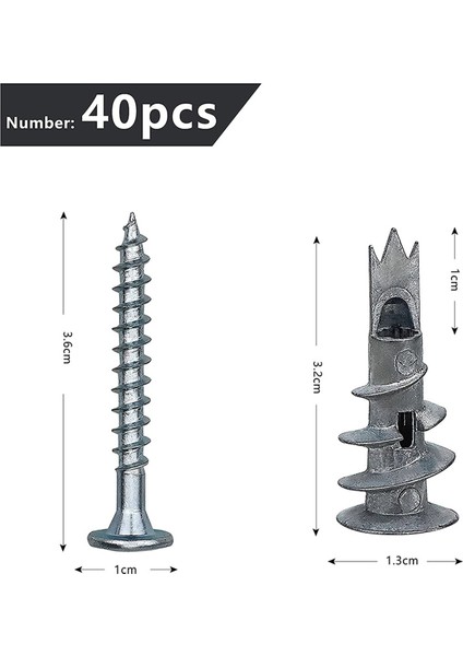240 Adet Metal Kendinden Tahrikli Ankraj Alçıpan Dübelleri Vidalı 4,5 x 35MM Tek Katlı ve Çift Kaplamalı Alçıpan Için (Yurt Dışından)