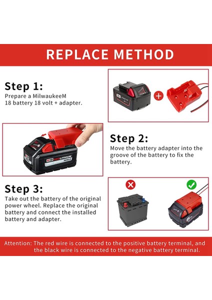 Pil Adaptörü, Pil 18V Için 2 Paket Power Wheels Adaptörü, Güç Konektörü 12 Ölçer Robotik (Yurt Dışından)