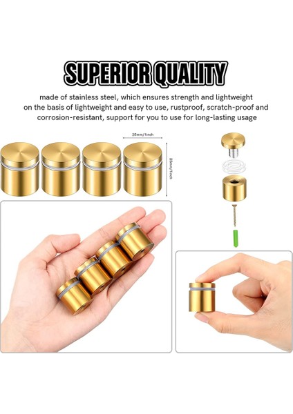 8 Takım Standoff Vidaları Reklam Tırnak Standoff Duvar Montaj Donanımı Asılı Akrilik Resim Çerçevesi (25 x 25MM) (Yurt Dışından) fırsatları