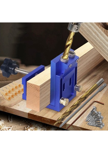 Cep Delik Matkap Kılavuzu Dübel Jig, Alüminyum Eğik Delik Bulucu Sondaj Kiti Woodworker Dıy Araçları 9mm Matkap Ucu B (Yurt Dışından)