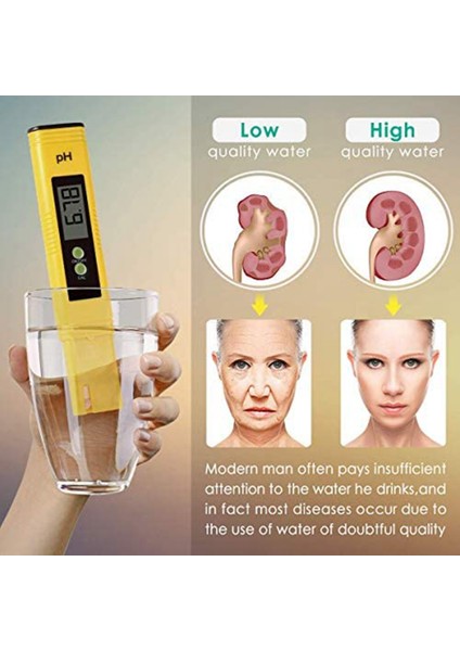 Su Için Ph Ölçer, Ph Test Cihazı 0.01 Ph Doğruluk Su Kalitesi Test Cihazı, Ev Içme Için 0-14 Ph Ölçüm Aralığı (Yurt Dışından)
