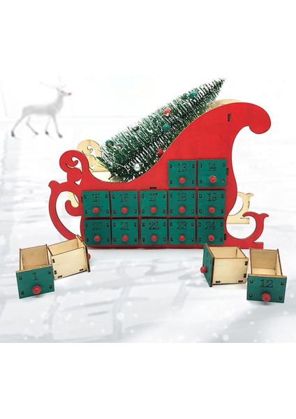 Noel Geri Sayım Takvimi Süsler 24 Çekmeceli Ahşap Takvim Çocuk Noel Hediyeleri ve (Yurt Dışından)
