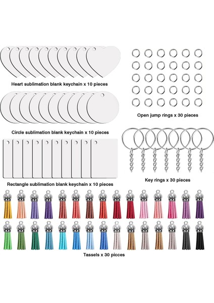 Süblimasyon Anahtarlık Boşlukları Isı Transferi Mdf ile Set Boş 3 Şekiller Püsküller Kolye Atlama Halkaları Anahtarlık Zinciri (Yurt Dışından) fırsatları