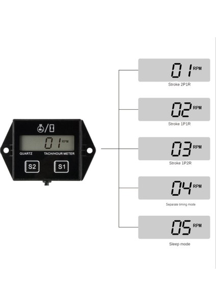 Dijital Ekran Takometre Zamanlayıcı Motor Tach Saat Ölçer Ölçer Endüktif Araba Zamanlı Motor LCD Ekran Araba Motorlu Tekne Için (Yurt Dışından)