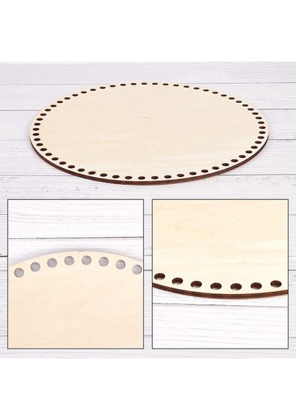 3 Adet 30CM Doğal Ahşap Sepet Alt Delikli, Daire Boş Ahşap Taban Dıy Örgü Tığ Işi Çanta Alt Şekillendirici Zanaat (Yurt Dışından)