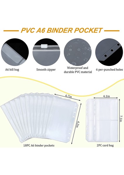 33 Adet Bütçe Depolama Bağlayıcı Nakit Pvc Para Depolama Sistemi, Pvc Çantalar, Saklama Çantaları, Günlük Para Yönetimi Için A (Yurt Dışından)