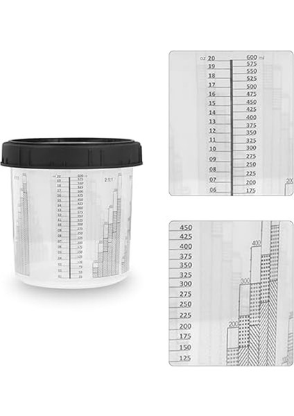 Tek Kullanımlık Püskürtme Tabancası Bardakları 20 Oz (600 Ml) Set 50 Astar 50 Kapak 1 Sert Kap 20 Arabalar Için Tespit Halkalı Tıpalar (Yurt Dışından)