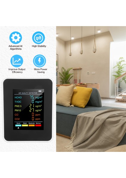 6'sı 1 Arada Pm2.5 PM10 Hcho Tvoc Co Co2 Hava Kalitesi Dedektörü Co Co2 Formaldehit Monitör Ev Ofis Hava Kalitesi Test Cihazı, Beyaz (Yurt Dışından) indirimleri