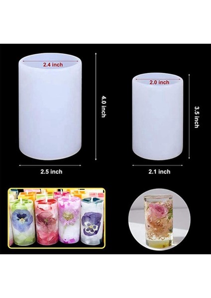 Mum Yapımı Için 2x 2 Boyutları Silindir Mum Silikon Kalıp, Sütun Mumlar Reçine Kalıp Epoksi Reçine Döküm (Yurt Dışından) fiyatları