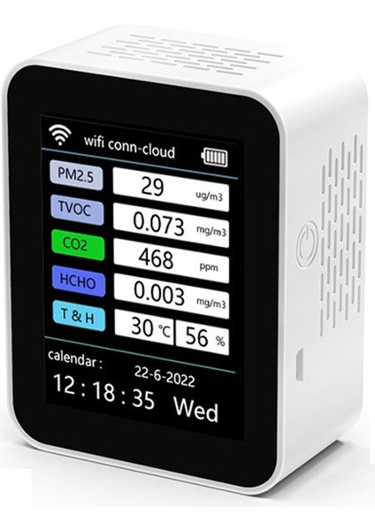 Tuya Wifi 7 In 1 Akıllı Hava Kalitesi Monitörü Co2 Metre Tvoc Hcho Pm2.5 Test Cihazı Co2 Sensörü Formaldehit Gaz Dedektörü Beyaz (Yurt Dışından) fırsatları