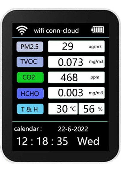 Tuya Wifi 7 In 1 Akıllı Hava Kalitesi Monitörü Co2 Metre Tvoc Hcho Pm2.5 Test Cihazı Co2 Sensörü Formaldehit Gaz Dedektörü Beyaz (Yurt Dışından) indirimleri