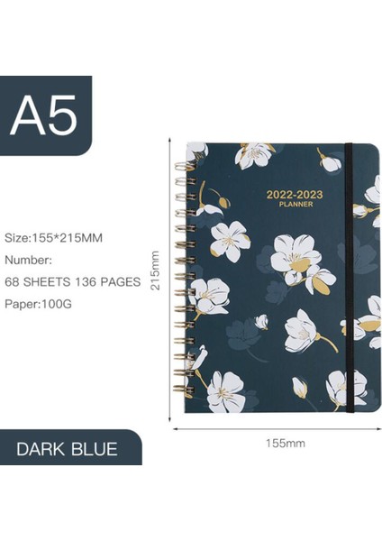 Planlayıcı Çiçek Programı Defter Günlük Plan Yıl Takvim A5 Bobin Defter Ingilizce Kitap Zaman Yönetimi Gündem, B (Yurt Dışından)