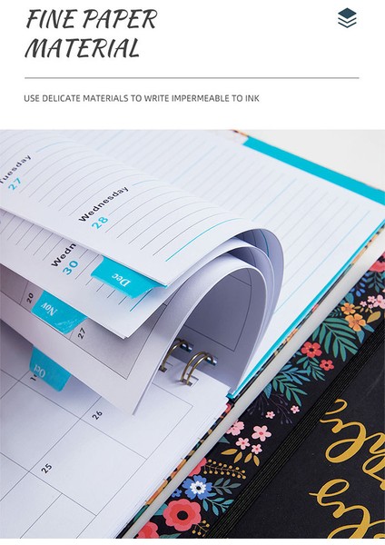 Planlayıcı Çiçek Programı Defter Günlük Plan Yıl Takvim A5 Bobin Defter Ingilizce Kitap Zaman Yönetimi Gündem, B (Yurt Dışından)
