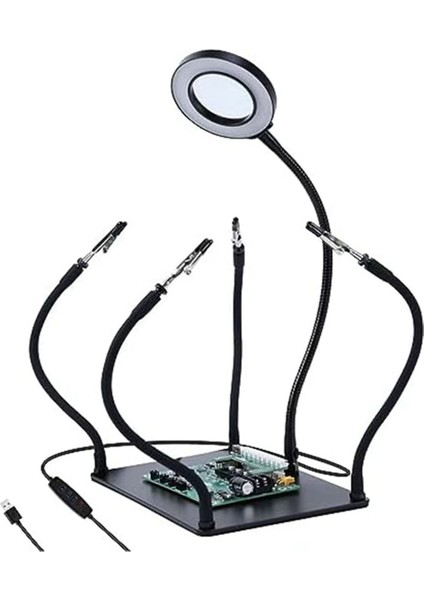 Lehimleme, 3 LED Büyüteç Işıklı Pcb Tutucu Elektronik Lehimleme Onarım Takı Için 4 Esnek Kol Lehimleme Istasyonu (Yurt Dışından)