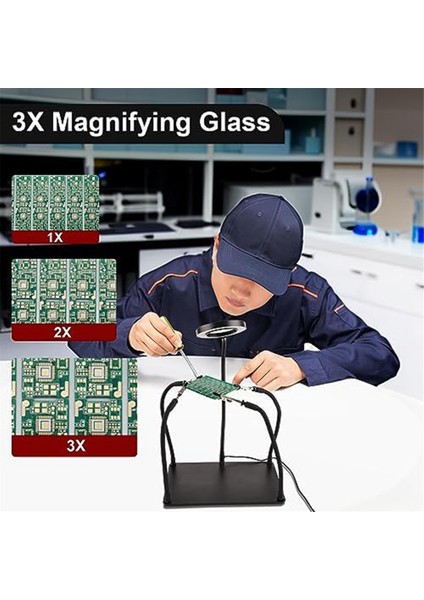 Lehimleme, 3 LED Büyüteç Işıklı Pcb Tutucu Elektronik Lehimleme Onarım Takı Için 4 Esnek Kol Lehimleme Istasyonu (Yurt Dışından)