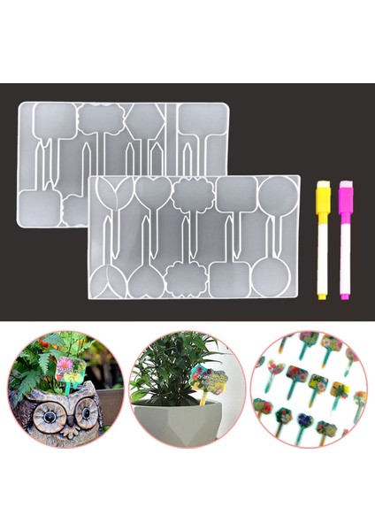 Bitki Etiketleri Reçine, 2 Adet Bahçe Etiketleri Silikon Reçine, Epoksi Reçine Silikon Kreş Bahçe Etiketleri Için (Yurt Dışından) modelleri