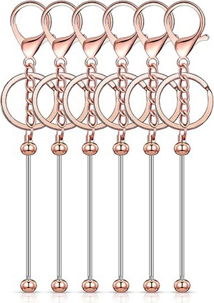 6 Adet Boncuklu Anahtarlık Barlar Boşluklar Boncuk Anahtarlık Metal Boncuklu Anahtarlık Dıy Kolye El Sanatları Takı Yapımı Için, Gül Altın (Yurt Dışından)
