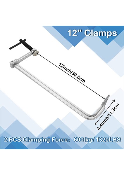 2 Paket F Kelepçesi 12 Inç Kaynak Kelepçesi Çelik Çubuk Kelepçesi Ağır Hizmet Maksimum Açık 12 Inç, Boğaz Derinliği 3 Inç (Yurt Dışından) indirimleri