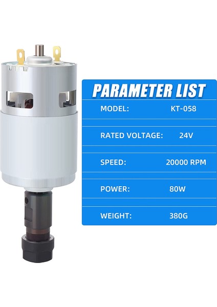 ER11 Pensli ve Bağlantı Hatlı 775 Iş Mili Motoru, 24V 20000 R/min, Cnc 3018 Serisi Oyma Makinesine Uygun (Yurt Dışından)