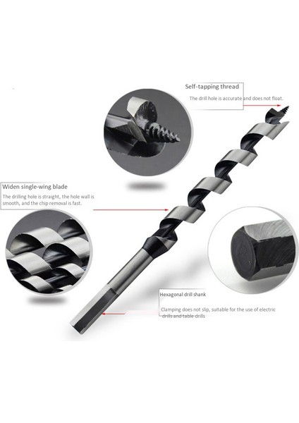 5 Adet 230MM Altıgen Ekstra Uzun Nokta Büküm Ahşap Matkap Uçları Seti Ağaç Işleme Büküm Matkap Ucu Araç Seti 6 8 10 12 14MM (Yurt Dışından)