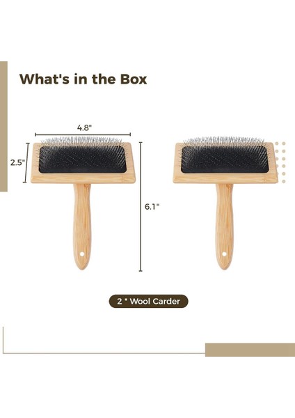 2 Pcs Yün Tarak Makinaları, Yün Için 6.1 Inç x 4.8 Inç El Tarak Makinaları, Zanaat Yün Keçe Karıştırma Aleti, Pet Slicker Fırça (Yurt Dışından) fiyatları