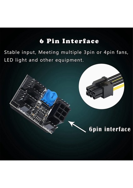 6x 3-Pin 4-Pin Fan Adaptörü Pwm Pc Kasa Soğutma Fanı Hub 8 Yollu Splitter 12 V Hız Kontrol Cihazı 6-Pin Güç Bağlantı Noktası ile (Yurt Dışından)