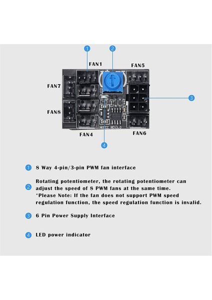 6x 3-Pin 4-Pin Fan Adaptörü Pwm Pc Kasa Soğutma Fanı Hub 8 Yollu Splitter 12 V Hız Kontrol Cihazı 6-Pin Güç Bağlantı Noktası ile (Yurt Dışından)