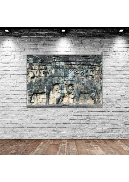 Home Eski Khmer Duvar Oyma Tasarımlı Kanvas Tablo 70X100CM-1